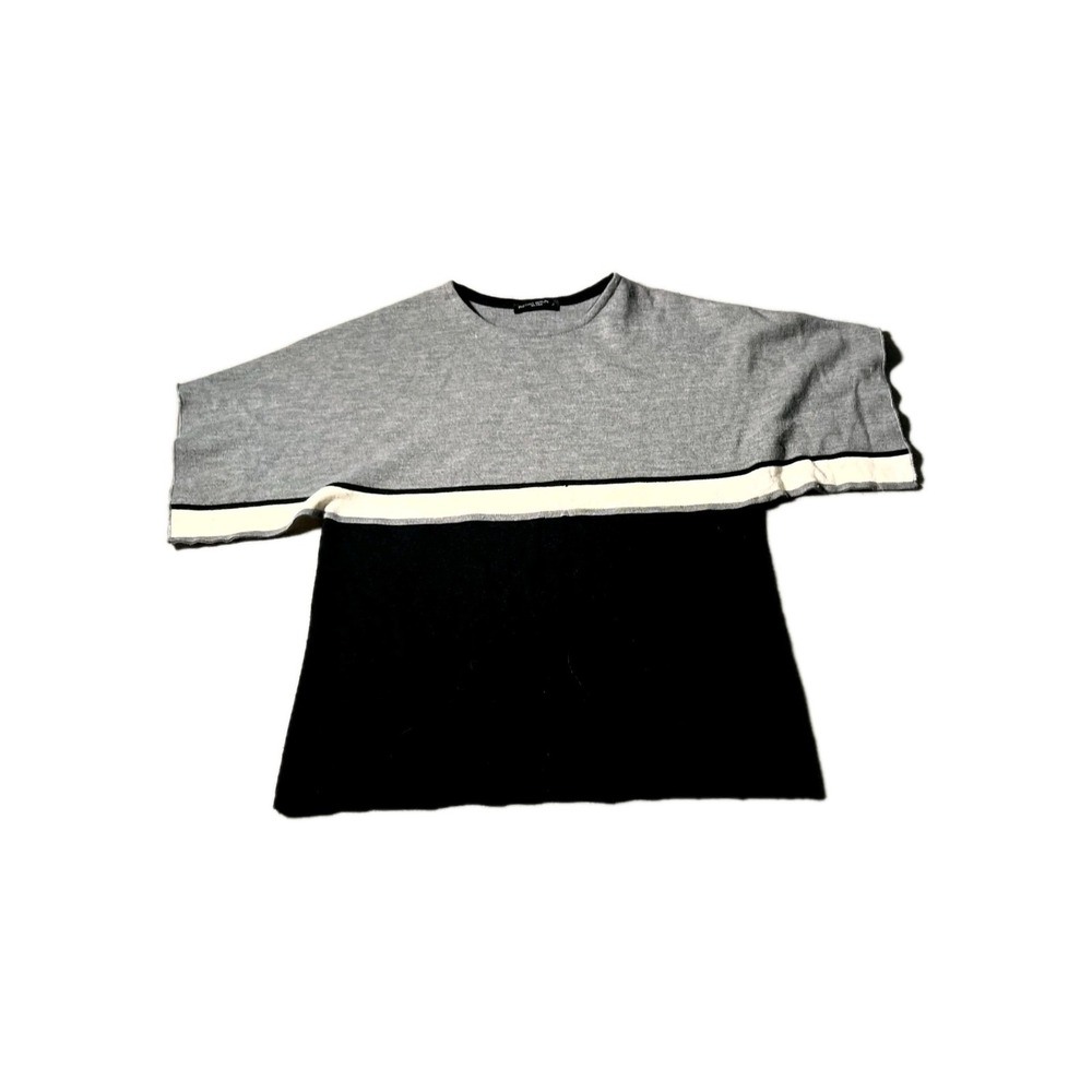 Pietro Brunelli Milano Sweater Womens Medium Gray Black Wool Short Sleeve Winter